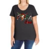 Papa Claus With Long Horn Western Christmas Ladies Curvy T-Shirt