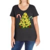 Lightning Softball Christmas Tree Ladies Curvy T-Shirt
