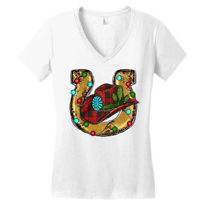 Christmas Horseshoe Women's V-Neck T-Shirt 3 Christmas Horseshoe Women's V-Neck T-Shirt - Image 3