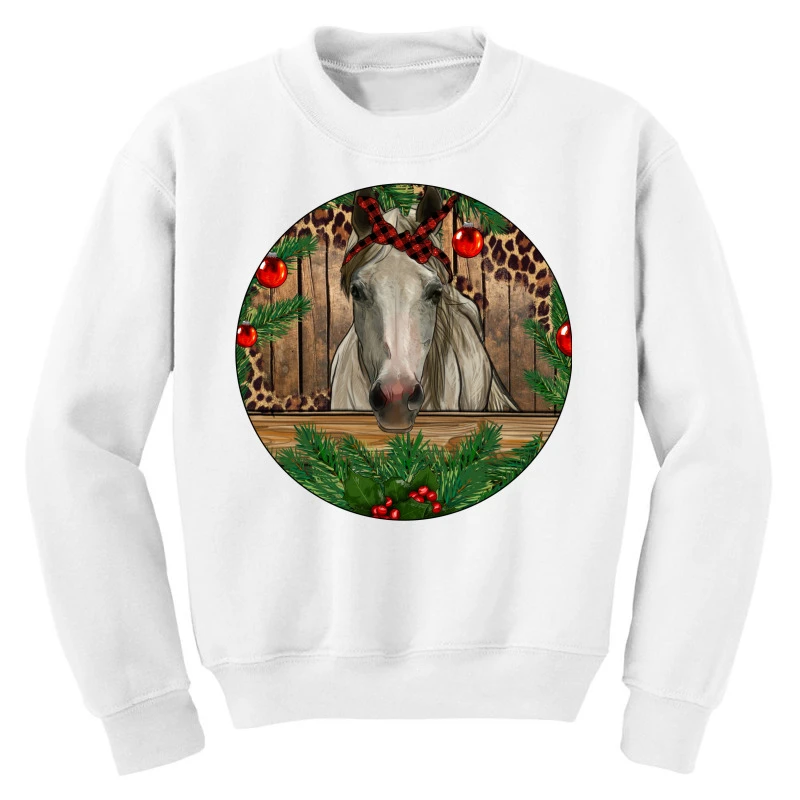Christmas Horse Youth Sweatshirt 3 Christmas Horse Youth Sweatshirt - Image 3