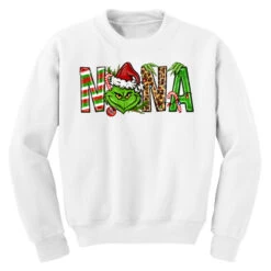 Nana Grinch Christmas Youth Sweatshirt -Santa Clothing Shop pd.2526811404.52.25097378.s3.1 front white ffffff none x0y0 169 800x800 1