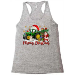 Christmas Green Tractor With Santa And Snowman Racerback Tank -Santa Clothing Shop pd.2526818055.45.25097497.s3.1 front grey ffffff none x0y0 144 800x800 1