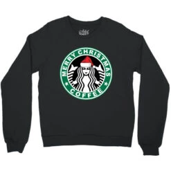 Christmas With Coffee Crewneck Sweatshirt -Santa Clothing Shop pd.2526982286.32.25100756.s3.1 front black ffffff none x0y14 124 800x800 1