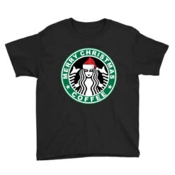 Christmas With Coffee Youth Tee -Santa Clothing Shop pd.2526982309.37.25100756.s3.1 front black ffffff none x0y15 129 800x800 1