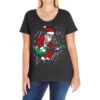 Santa Playing Guitar Christmas Pajama Musician Ladies Curvy T-Shirt