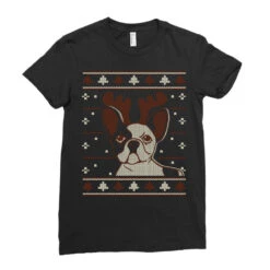 Ugly Christmas French Bulldog Puppy With Reindeer Ladies Fitted T-Shirt -Santa Clothing Shop pd.2527015846.36.25089430.s3.1 front black ffffff none x0y0 154 800x800 1