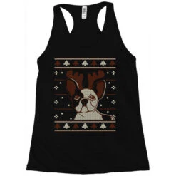 Ugly Christmas French Bulldog Puppy With Reindeer Racerback Tank -Santa Clothing Shop pd.2527015857.45.25089430.s3.1 front black ffffff none x2y0 140 800x800 1