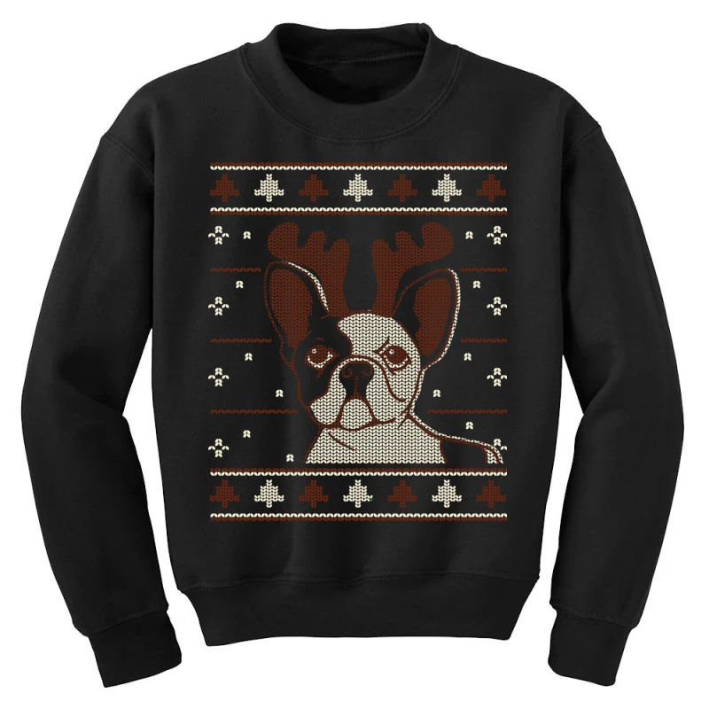 Ugly Christmas French Bulldog Puppy With Reindeer Youth Sweatshirt 3 Ugly Christmas French Bulldog Puppy With Reindeer Youth Sweatshirt - Image 3