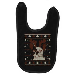 Ugly Christmas French Bulldog Puppy With Reindeer Baby Bibs