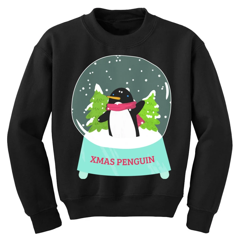 Snow Globe Penguin Christmas Tree Believe Xmas Gif Youth Sweatshirt 3 Snow Globe Penguin Christmas Tree Believe Xmas Gif Youth Sweatshirt - Image 3