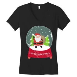 Snow Globe Santa Claus Christmas Tree Believe Xmas Women's V-Neck T-Shirt 7 Snow Globe Santa Claus Christmas Tree Believe Xmas Women's V-Neck T-Shirt -Santa Clothing Shop pd.2527022304.72.25094022.s3.1 front black ffffff none x0y0 138 800x800 1