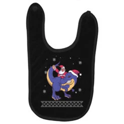 Santa Riding Dinosaur Ugly Christmas Xmas Matching Baby Bibs