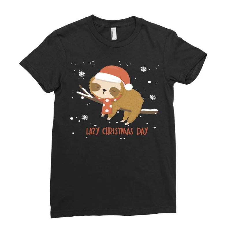 Santa Sloth Christmas Merry Slothmas Snowflake Ladies Fitted T-Shirt 3 Santa Sloth Christmas Merry Slothmas Snowflake Ladies Fitted T-Shirt - Image 3