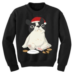 Santa English Bulldog Cookie Christmas Dog Lov Youth Sweatshirt -Santa Clothing Shop pd.2527027740.52.25097650.s3.1 front black ffffff none x2y0 165 800x800 1