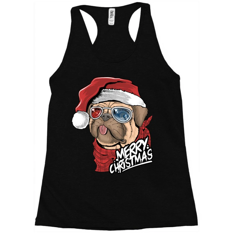 Santa Pug Christmas Merry Pugmas Dog Lover Xma Racerback Tank 3 Santa Pug Christmas Merry Pugmas Dog Lover Xma Racerback Tank - Image 3