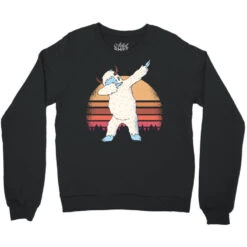 Retro Vintage Dabbing Yeti Snowman Funny Christmas Crewneck Sweatshirt -Santa Clothing Shop pd.2527029621.32.25097666.s3.1 front black ffffff none x0y0 124 800x800 1