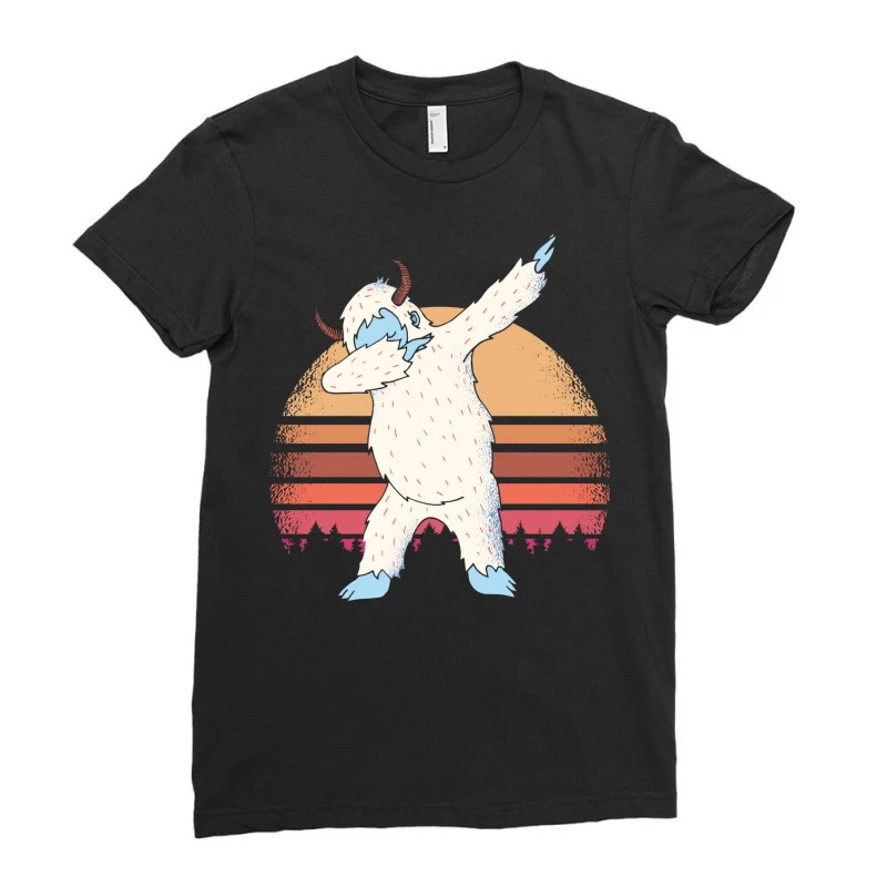 Retro Vintage Dabbing Yeti Snowman Funny Christmas Ladies Fitted T-Shirt 3 Retro Vintage Dabbing Yeti Snowman Funny Christmas Ladies Fitted T-Shirt - Image 3