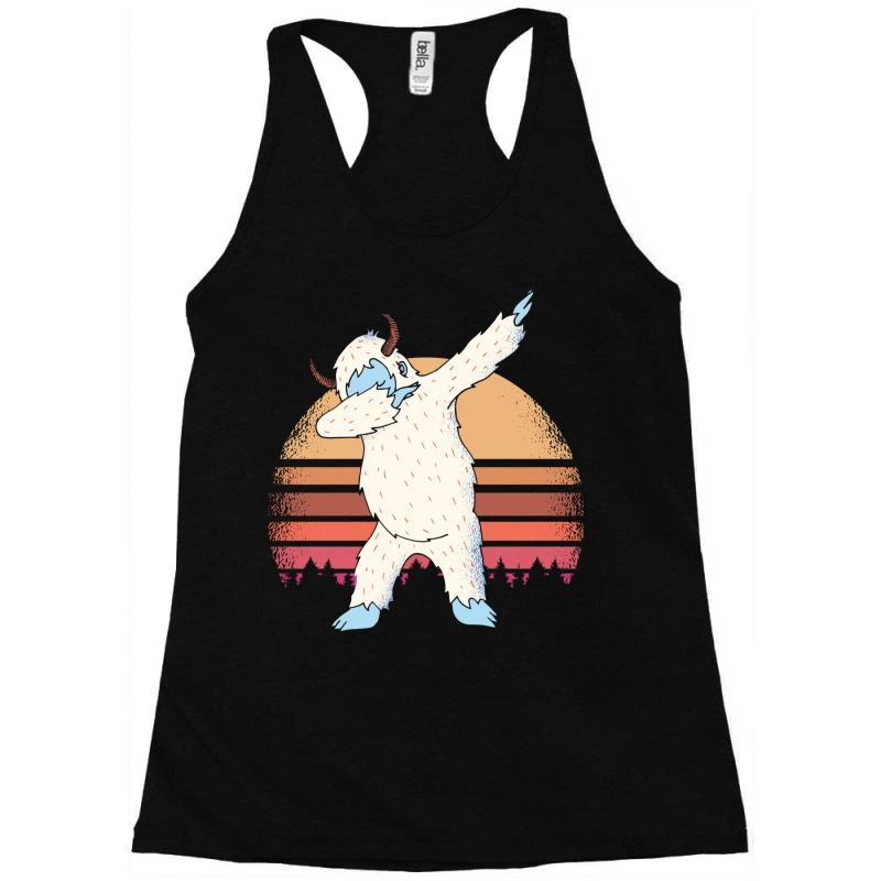 Retro Vintage Dabbing Yeti Snowman Funny Christmas Racerback Tank 3 Retro Vintage Dabbing Yeti Snowman Funny Christmas Racerback Tank - Image 3