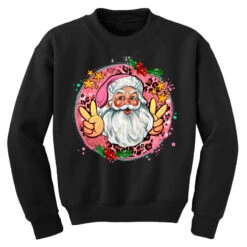 Merry Christmas Peace Santa Youth Sweatshirt -Santa Clothing Shop pd.2527034461.52.25097068.s3.1 front black ffffff none x0y0 169 800x800 1