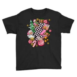 Pink Christmas Lightning Bolt Youth Tee -Santa Clothing Shop pd.2527036999.37.25097044.s3.1 front black ffffff none x0y0 129 800x800 1