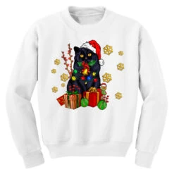 Black Cat Meowy Christmas Youth Sweatshirt -Santa Clothing Shop pd.2527037512.52.25097038.s3.1 front white ffffff none x0y0 169 800x800 1