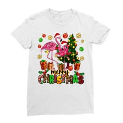Flamingo Merry Christmas Ladies Fitted T-Shirt -Santa Clothing Shop pd.2527038118.36.25097030.s3.1 front white ffffff none x0y0 154 800x800 1