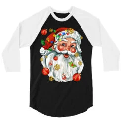 Santa With Little Christmas 3/4 Sleeve Shirt -Santa Clothing Shop pd.2527041288.33.25097022.s3.1 front black and white ffffff none x0y0 150 800x800 1