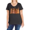 Melanin Christmas Trees With Lights Ladies Curvy T-Shirt