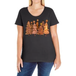 Melanin Christmas Trees With Lights Ladies Curvy T-Shirt