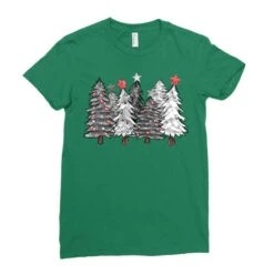 Black And White Christmas Trees With Lights Ladies Fitted T-Shirt -Santa Clothing Shop pd.2527095469.36.25068711.s3.1 front kelly green ffffff none x0y0 154 800x800 1