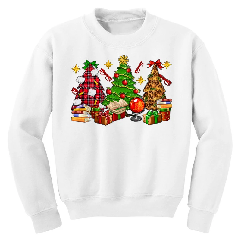 Teacher Christmas Trees Youth Sweatshirt 3 Teacher Christmas Trees Youth Sweatshirt - Image 3