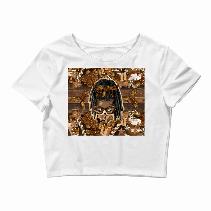Afro Messy Bun Locs Ponytail Melanin Christmas Crop Top 1 Afro Messy Bun Locs Ponytail Melanin Christmas Crop Top