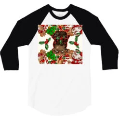 Afro Messy Bun Christmas 3/4 Sleeve Shirt -Santa Clothing Shop pd.2527105303.33.25097366.s3.1 front white and black ffffff none x0y0 150 800x800 1