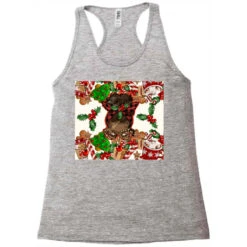 Afro Messy Bun Christmas Racerback Tank -Santa Clothing Shop pd.2527105322.45.25097366.s3.1 front grey ffffff none x0y0 144 800x800 1