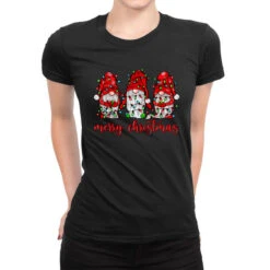 Merry Christmas Gnome With Christmas Lights Ladies Fitted T-Shirt