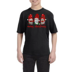 Merry Christmas Gnome With Christmas Lights Youth Tee