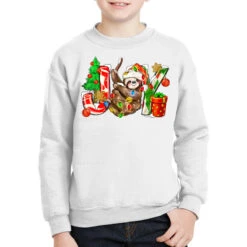 Joy Christmas Sloth Youth Sweatshirt
