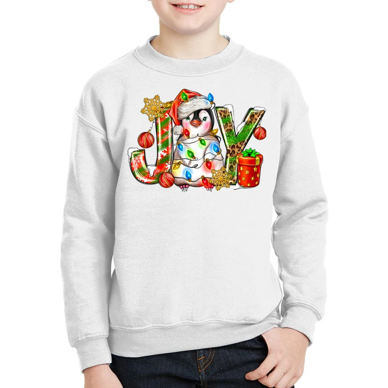 Joy Christmas Penguin Youth Sweatshirt 1 Joy Christmas Penguin Youth Sweatshirt