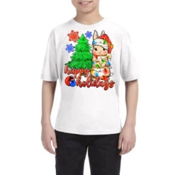 Happy Holidays Christmas Rabbit Youth Tee