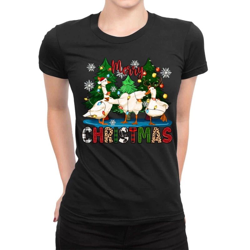 Merry Christmas Duck Ladies Fitted T-Shirt 1 Merry Christmas Duck Ladies Fitted T-Shirt