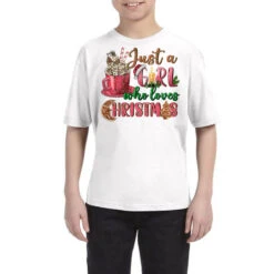 Pink Just A Girl Who Loves Christmas Youth Tee