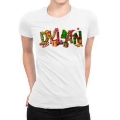Personalized Christmas Themed Ladies Fitted T-Shirt