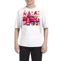 Pink Christmas Gnomes Truck Youth Tee