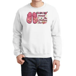 Pink Christmas Crocin' Around The Christmas Tree Crewneck Sweatshirt