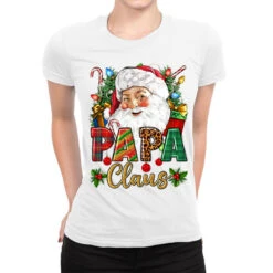 Papa Claus Christmas Ladies Fitted T-Shirt