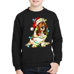 Christmas Basset Hound Dog Youth Sweatshirt