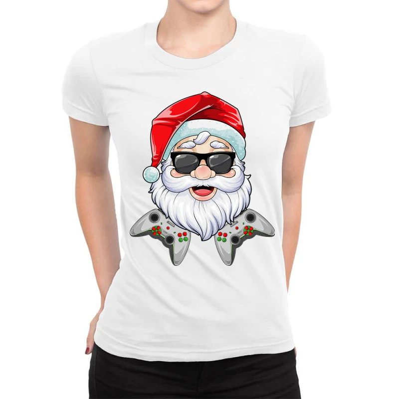 Christmas Santa Claus Video Game Controllers Xmas Ladies Fitted T-Shirt 1 Christmas Santa Claus Video Game Controllers Xmas Ladies Fitted T-Shirt