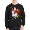 Christmas Santa Elf Riding Unicorn Xmas Magical Ra Youth Sweatshirt