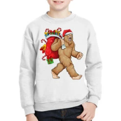 Bigfoot Santa Christmas Bag Xmas Sasquatch Boys Ki Youth Sweatshirt