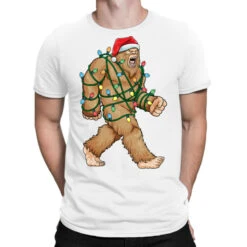 Bigfoot Santa Christmas Tree Lights Xmas Sasquatch T-Shirt